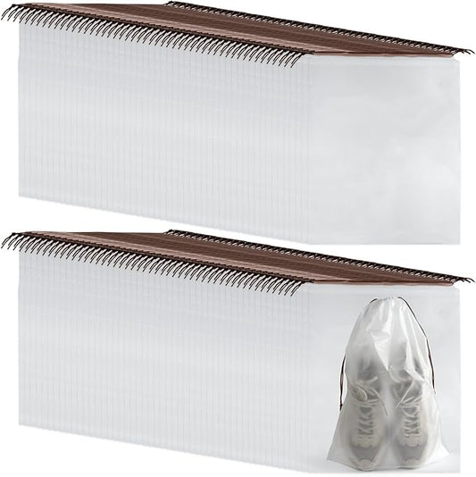 100 Pcs Shoe Bags for Travel, PLULON 15.7" x 11.8" Clear Drawstring Storage Bags Shoes Organizer for Packing Waterproof Dustproof Women Men Portable Travel Essentials