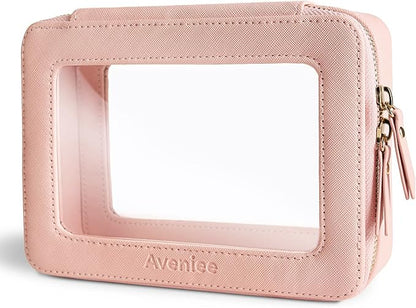 Aveniee Clear Makeup Bag Organizer,Large Travel Toiletry Bag for Women, Waterproof Cosmetic Pouch with Zippers,Car Organizers and Storage Case for Accessories,Pink