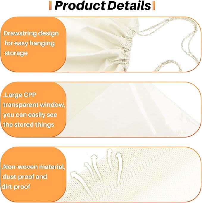 Shappy 12 Pcs Dustproof Drawstring Bags Purse Dust Storage Bags for Handbags Covers Non Woven Fabric Cloth Pouch String Packing Organizer Shoe Pouch(Assorted Sizes,Beige)