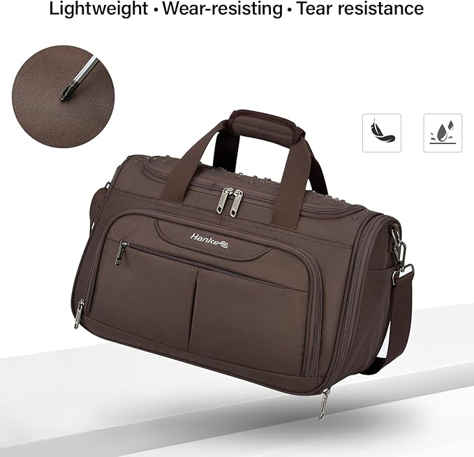 Hanke Underseat Carry On luggage Bags for Travel, Foldable Travel Bags for Women, Soft Lightweight Personal Item Travel Bag Small Carry On Bags for Airplanes, Travel Tote Bags for Women Men.（Coffee）