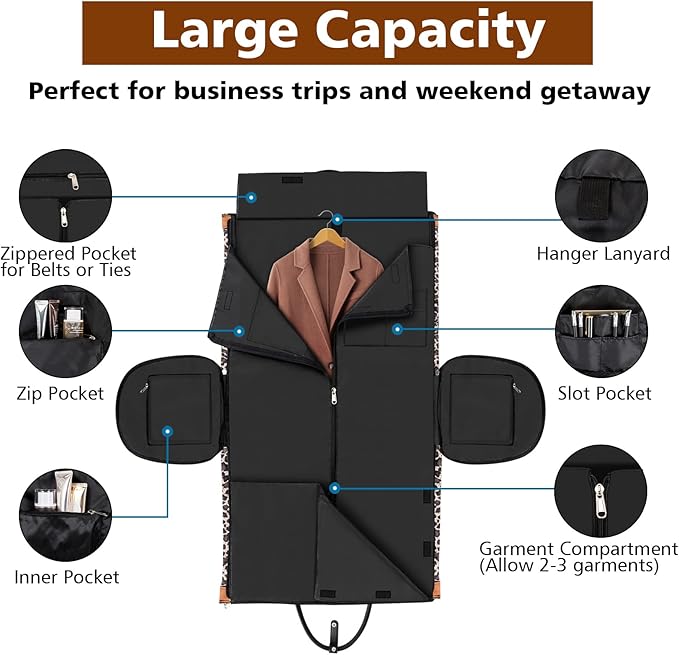 Garment Bag for Travel Convertible Carry On Garment Bag Large Travel Duffel Bags for Women 2 in 1 Hanging Suitcase Suit Travel Bags for Women & Men 3pcs Set
