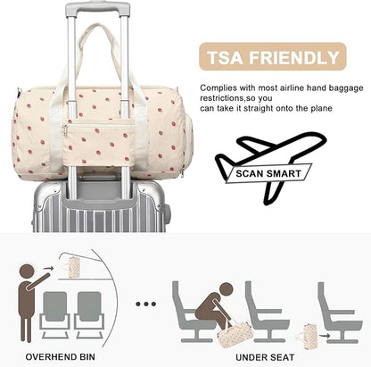 BLUBOON Duffle Bag Girls Kids Cute Gym Bag with Shoes Compartment & Wet Separation Waterproof Sports Overnight Travel Bag