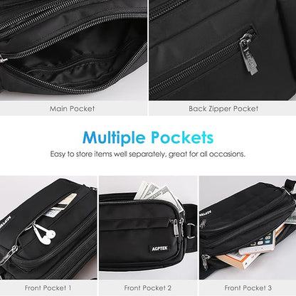 AGPTEK Fanny Pack for Women Men, RFID Large Capacity Waist Wallet Bag, Adjustable & Waterproof Bum Belt Pouch for Travel, Running, Shopping, Hiking, Dog Walking, Cycling, Climbing