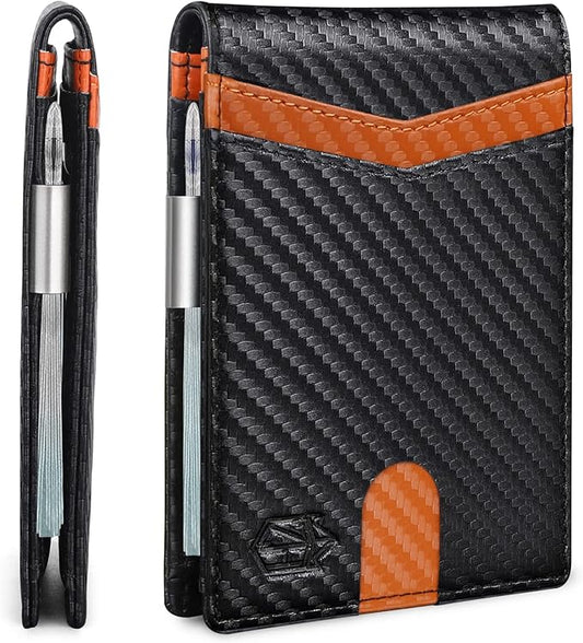 Zitahli Money Clip Wallets for Men,Slim Bifold Wallet 10-12 Cards, Mens Leather Wallet with ID Window,RFID Blocking Thin Minimalist Credit Card Holder,Gifts for Him