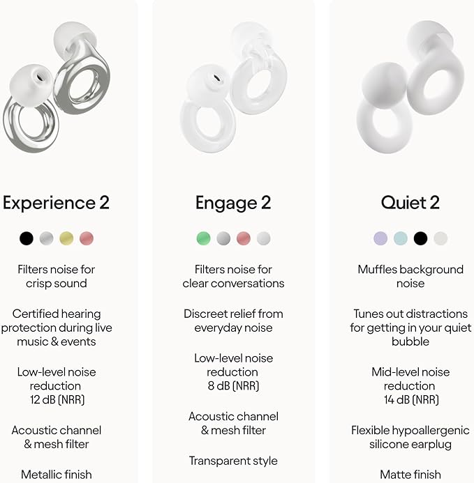 Loop Experience 2 Ear Plugs – Stylish Certified Hearing Protection for Concerts & Festivals, Live Events, Musicians, Sports, DJs and Nightlife – 17dB Noise Reduction Earplugs (High-Fidelity)