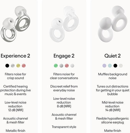 Loop Experience 2 Ear Plugs – Stylish Certified Hearing Protection for Concerts & Festivals, Live Events, Musicians, Sports, DJs and Nightlife – 17dB Noise Reduction Earplugs (High-Fidelity)