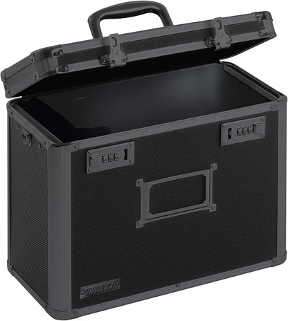 Vaultz File Organizer Storage Box - 14 x 7 x 12.19 Inch Letter Size, Portable Locking Storage Totes with Dual Combination Locks for Filing Office Documents - Super Tactical