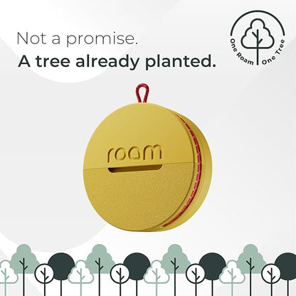Roam Smart Tracker | Family-Friendly Eco Tracker for Keys, Bags & Kids’ Gear | Works with iOS & Android | Built-in Strap, QR Lost & Found | Replaceable Battery | No Extra App | 1-Pack, Yellow