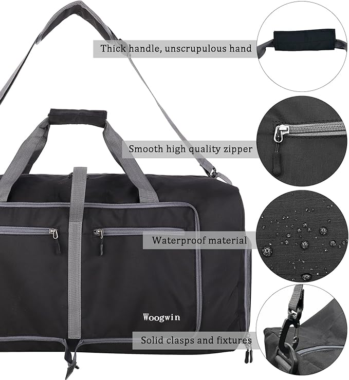 Woogwin Travel Duffel Bag Large Foldable Waterproof Overnight Bag for Beach Swim Bags Pool Sports Gym