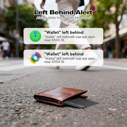 [2025 New] Dual Platform(Both iOS&Android) Rechargeable Air Tags Wallet Tracker Card, Smart Wallet Finder, Compatible with Apple Find My & Google's Find Hub, Item Locator, Wireless Charging,Key Finder