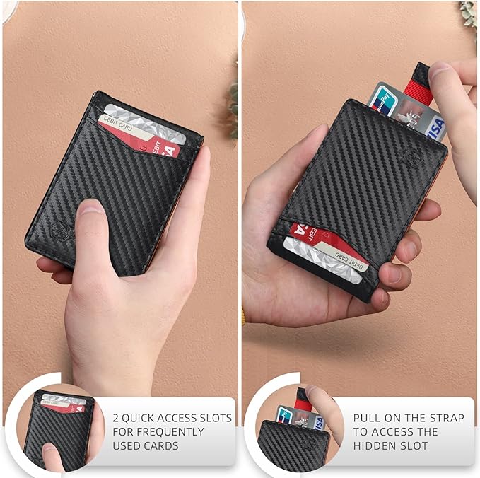 Zitahli Wallet for Men-6 Slots ID Window-Mens Wallets-Slim Wallet Classic Spring Money Clip RFID Blocking-Gift for Men