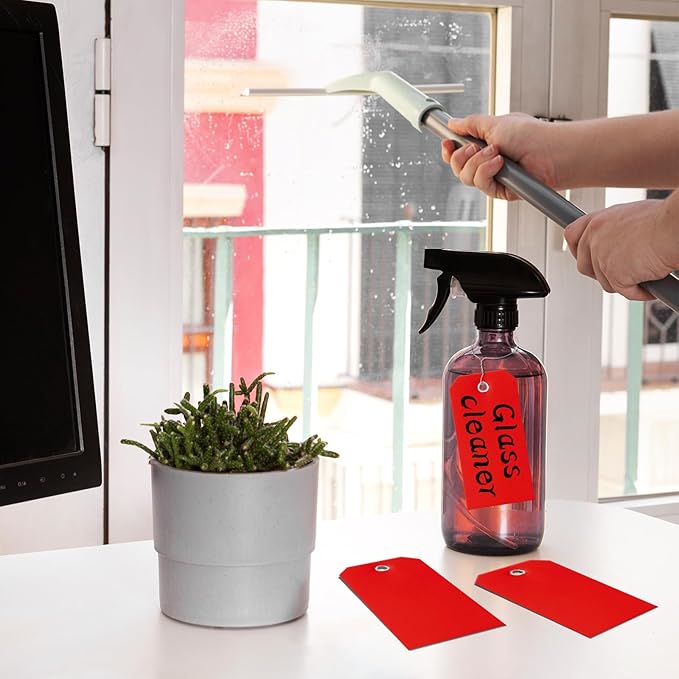 1000 Pieces Plastic Shipping Tags with Wire Labeling Tags Waterproof Hang Tags with Reinforcement Hole Writable Luggage tag Loops for Equipment Inventory Parts Garage (Red, 4 3/4" x 2 3/8")