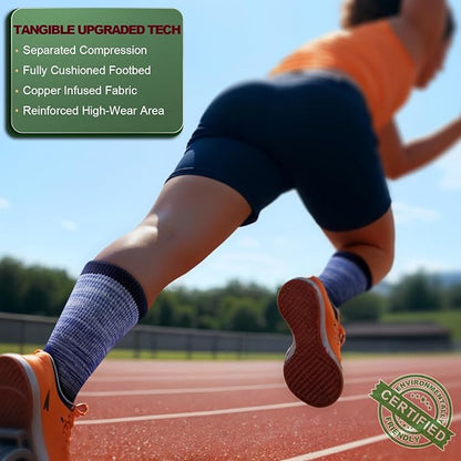 BULLIANT Compression Socks for Men 6Pairs, Athletic Crew Socks Cushioned For Men Sports Running-Arch Support