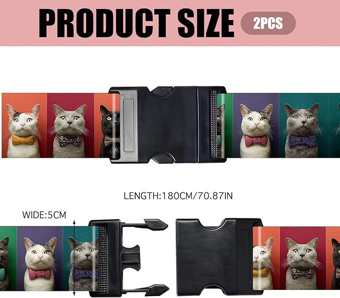 Nuxovilar Luggage Straps of 2 Set Solid Black Pattern, 1.96x90.5 inches - Luggage Straps for Suitcases, Nice for Business Travel, Formal Trips, Daily Use