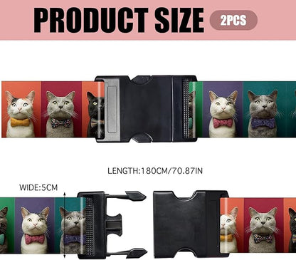 Nuxovilar Luggage Straps of 2 Set Solid Black Pattern, 1.96x90.5 inches - Luggage Straps for Suitcases, Nice for Business Travel, Formal Trips, Daily Use