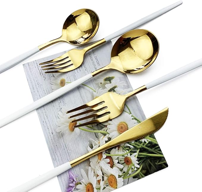 JASHII 20-Piece Stainless Steel Satin Finish Flatware Set, Mirror Polished Tableware Cutlery for Home and Restaurant, Dishwasher Safe