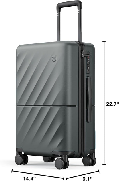NINETYGO Carry On Suitcase, 20 Inch Carry-On Luggage with Double Spinner Wheels, Anti-Burst Zipper, Hard Case PC Suitcase Carry On, Lightweight Travel Luggage, TSA Approved (Slate Grey, Hudson)