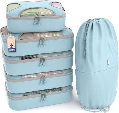 Shacke 6 Set Packing Cubes for Travel - Compression Packing Bags/Travel Organizer - Luggage Organizer Bags for Traveling - Travel Essentials for Women - Cruise Must Haves Packing List