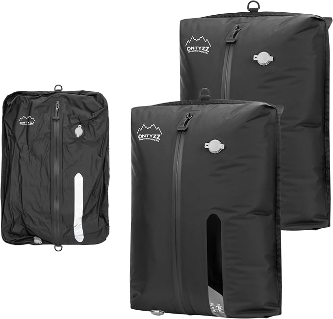 ONTYZZ TPU Vacuum Bag for Travel Reusable Compression Bag with IPX8 Waterproof Zipper Durable Space Saver Bag,Large Two Pack Black（NO PUMP!）