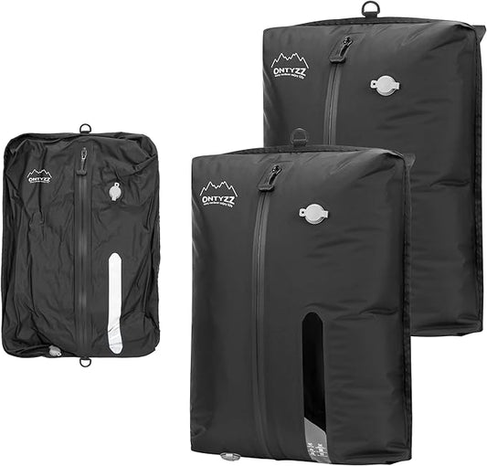 ONTYZZ TPU Vacuum Bag for Travel Reusable Compression Bag with IPX8 Waterproof Zipper Durable Space Saver Bag,Large Two Pack Black（NO PUMP!）