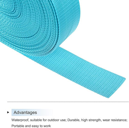 MECCANIXITY Lightweight Polypropylene Webbing Strap 1 1/2" 25 Yard Backpack Strapping Band Light Blue for Outdoor Luggage Cargo Straps