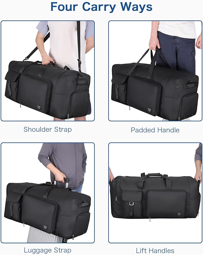 120L Travel Duffle Bag for Men and Women, Urtala 34” Large Duffle Bag for Traveling with Shoes Compartment, Foldable Travel Duffel Bags, Waterproof and Tear Resistant