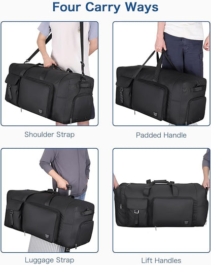 120L Travel Duffle Bag for Men and Women, Urtala 34” Large Duffle Bag for Traveling with Shoes Compartment, Foldable Travel Duffel Bags, Waterproof and Tear Resistant