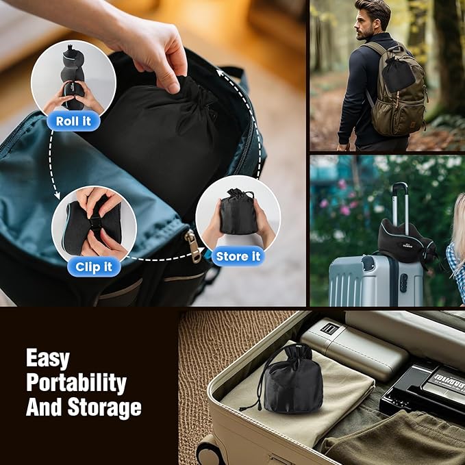 Teemour Neck Pillow for Traveling, Travel Neck Pillows for Airplanes, Stocking Stuffers, Memory Foam Airplane Pillow for Long Flight, Travel Essentials, Birthday Gifts for Women Men Mom