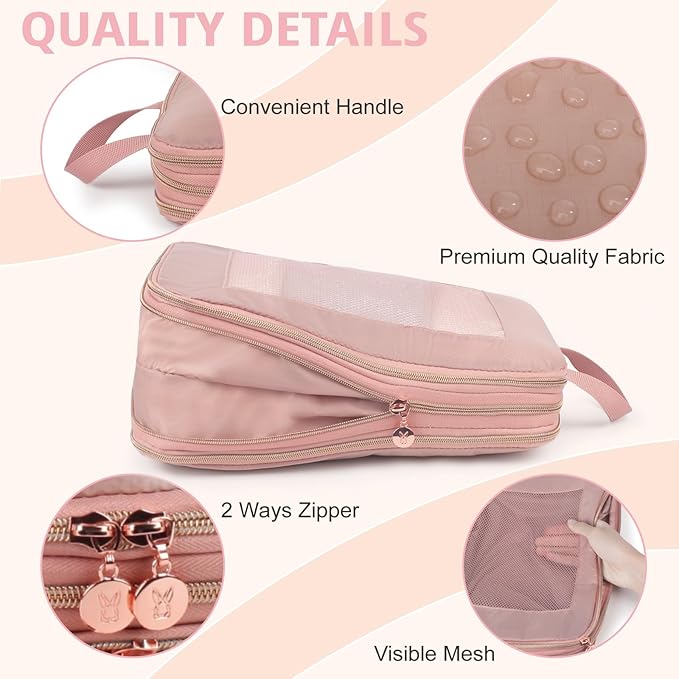 Expandable Double-Sided Compression Packing Cube，3 Set Lightweight Double Deck Organizer Bag Carry on Luggage Backpack Suitcases，Women Travel Accessories for Separate Clean and Dirty Clothes