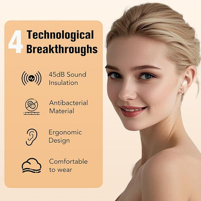 Ear Plugs for Sleeping,Noise Cancelling Silicone Earplugs,45 dB,Soft and Reusable,Hearing Protection with 8 Earpieces in 4 Sizes(XS/S/M/L),Carrying Bag,for Sleeping,Concert,Travelling,White