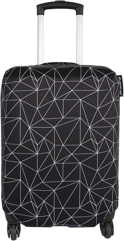 Explore Land Travel Luggage Cover Suitcase Protector Fits 27-30 Inch Case (Black Polygonal, L)