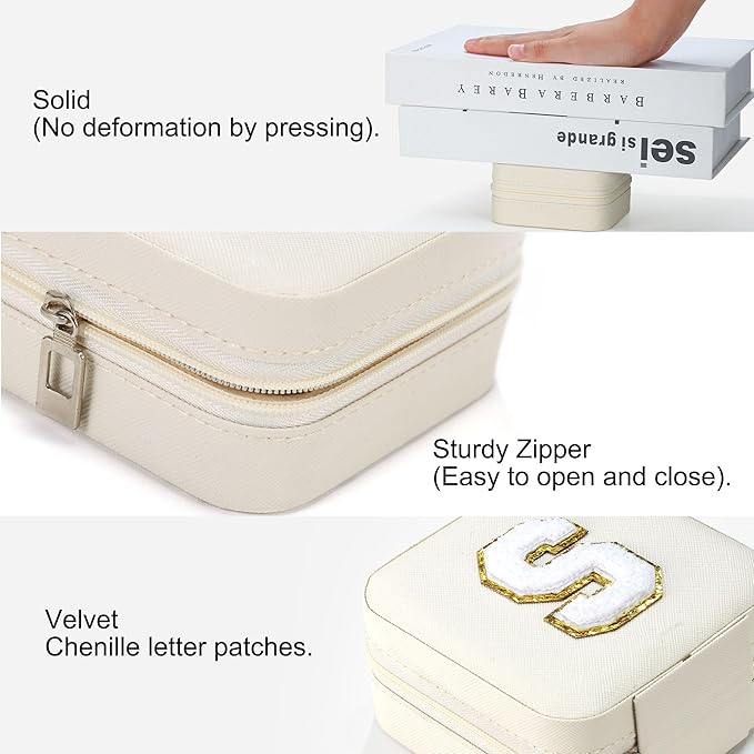 Parima Travel Jewelry Organizer for Women | Necklace, Earring, Ring Organizer | Women's Travel Gifts - Letter V, White