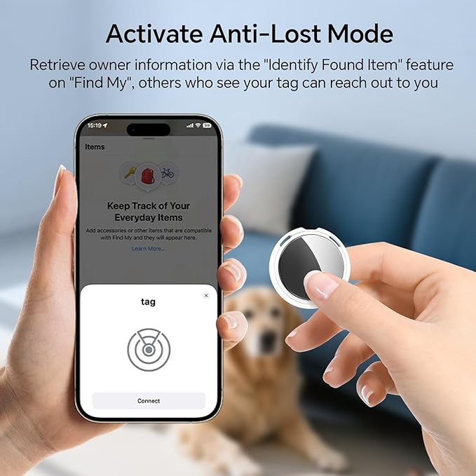 Tracker Tags-4 Pack [Apple MFi Certified] Air Pair with Apple Find My(iOS Only) Smart Bluetooth Key Tracking Tags Item Finders Waterproof Worldwide Located Devices for Pet Wallet Backpack Dogs Luggage