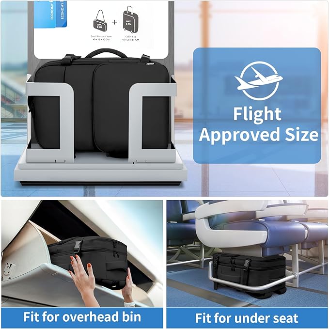 ZOMFELT Travel Backpack for Men, Carry on Backpack, TSA 17.3 inch Laptop Backpack Flight Approved, Personal Item Travel Bag Nurse Bag Casual Daypack for Weekender Business Trip, Black