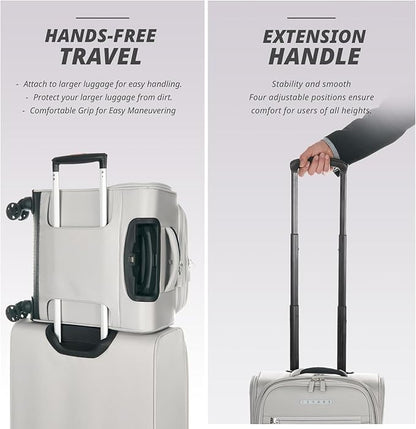 Verage Under Seat Luggage with Wheels, Softside Small Suitcase Spinner Carry On Luggage Bags for Airlines Airplanes Short Trip Men Women (Cloud Gray, 14.5-Inch Plus Underseat)