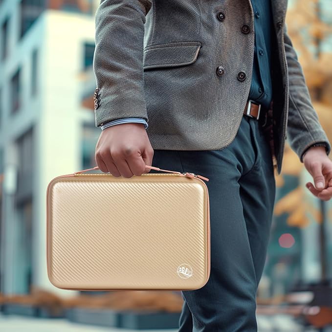 Boobowl Hard Travel Case for Hair Clippers, Hair Cutting Barber Supplies Organizer Bag, Trimmer Storage Holder for Ufree/for Wahl/for Andis Men Razor Guard Grooming Kits -Gold