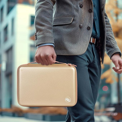 Boobowl Hard Travel Case for Hair Clippers, Hair Cutting Barber Supplies Organizer Bag, Trimmer Storage Holder for Ufree/for Wahl/for Andis Men Razor Guard Grooming Kits -Gold