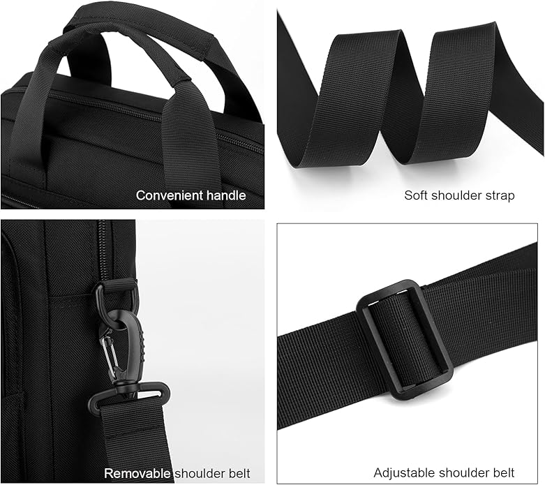 natyrlpog Laptop Bag 15.6 Inch Briefcase for Men Women Waterproof Nylon Lightweight, Shoulder Computer Messenger Handbag for Business Office Work Travel College Black