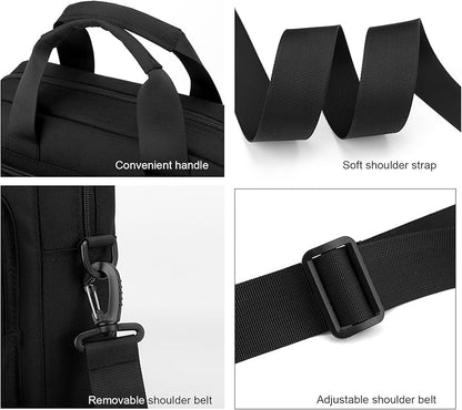 natyrlpog Laptop Bag 15.6 Inch Briefcase for Men Women Waterproof Nylon Lightweight, Shoulder Computer Messenger Handbag for Business Office Work Travel College Black