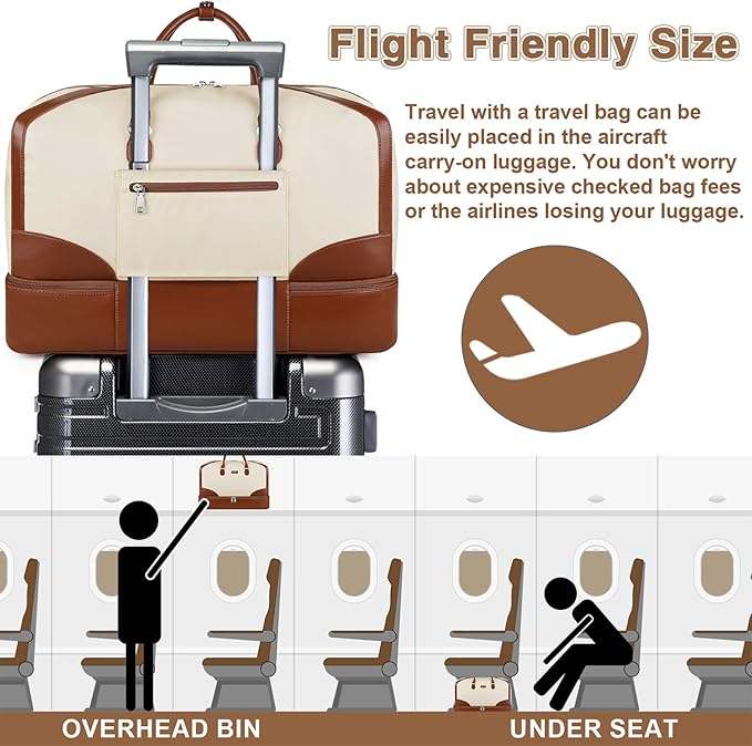 Weekender Bag for Women, Travel Duffel Bag Carry On Overnight Bag with Shoe Compartment Large Nylon Travel Weekend Tote Bag