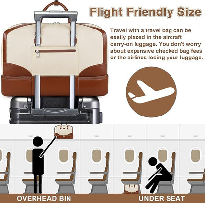 Weekender Bag for Women, Travel Duffel Bag Carry On Overnight Bag with Shoe Compartment Large Nylon Travel Weekend Tote Bag