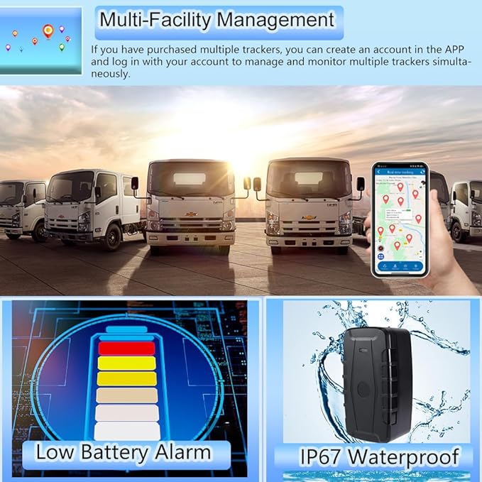 Car GPS Tracker for Vehicles Long Battery Life 20000mAh Tracker Device Real-Time and Precise Location Tracking Device Magnetic Waterproof Multiple Alarm App iOS/Android TK918 4G