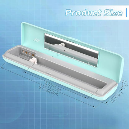 YourMate UVC Toothbrush Case Travel Toothbrush Covers Case for Houshold and Traveling Power by AA Battery or USB-C Blue