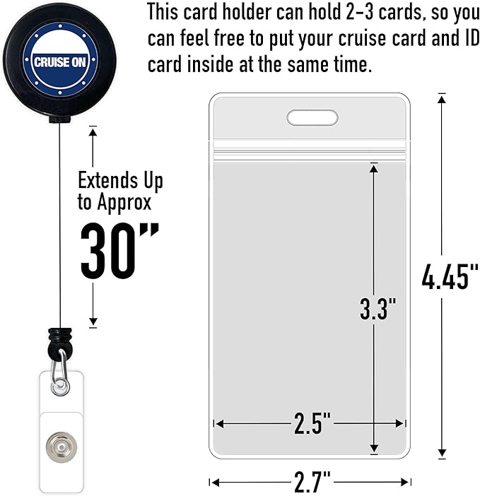 Cruise On Norwegian Luggage Tag Holders (4 Pack) & Lanyards (2 Pack) – Large, Clear, Waterproof Cruise Essentials 2025-2026 – Secure Ship Tags & Cards (Royal Blue)