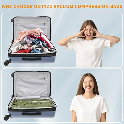 ONTYZZ Three Pack Green TPU Vacuum Bag for Travel Reusable Compression Bag with IPX8 Waterproof Zipper Durable Space Saver Bag，Large with Air pump