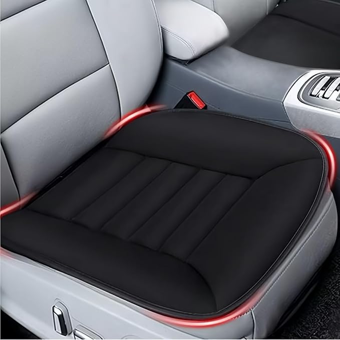 MYFAMIREA Car Seat Cushion Pad 1.2" Thick Comfort Seat Protector for Car Driver Seat Office Chair Home Use Memory Foam Seat Cushion with Non Slip Bottom, 20'' x 18.5'', Black