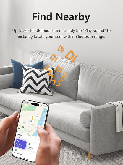 Tracker Tags, Work with Apple Find My (iOS Only), Tracking Device Item Finder Locator Smart Tag for Luggage, Keys, Wallet, Bike (Black, 2 Pack)