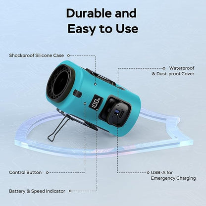 AMACOOL Mini Portable Waist Fan Clip on, 13000RPM 4-Speeds Personal Neck Fans, Up to 24H Battery Life, Rechargeable Wearable Shirt Belt Fan for Outdoor Work Jobsite Travel Camping, Gifts for Men