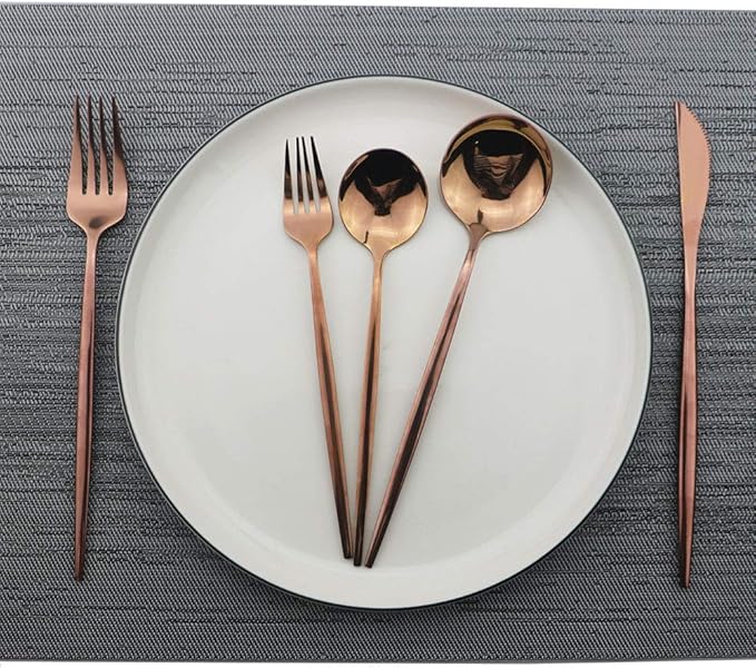 Rose Gold Silverware Set, JASHII 20-Piece Stainless Steel Flatware Cutlery Set for 4, Elegant Hourglass Polished Mirror Finish, Ideal for Home Hotel Wedding Festival Party, Dishwasher Safe