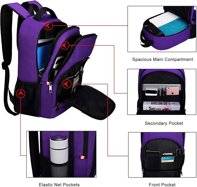 Della Gao Travel Laptop Backpack, Small Backpack for Men and Women with USB Slit Business Computer Backpack Bag (Purple, 15.6 Inch)